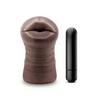 Коричневый мастурбатор-ротик Krystal Vibrating Masturbator коричневый 