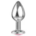 Большая серебристая анальная пробка Diamond Pink Sparkle Large с розовым кристаллом - 8 см розовый 