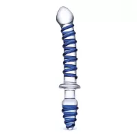 Двусторонний фаллоимитатор с анальной пробкой Mr. Swirly Dildo   Butt Plug - 25 см прозрачный 