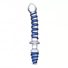 Двусторонний фаллоимитатор с анальной пробкой Mr. Swirly Dildo   Butt Plug - 25 см прозрачный 