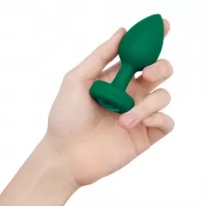Зеленая анальная вибровтулка с кристаллом Vibrating Jewel Plug M/L - 10,5 см зеленый 