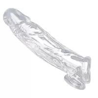 Прозрачная насадка для увеличения члена Realistic Clear Penis Enhancer and Ball Stretcher - 20,3 см прозрачный 