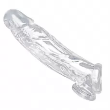 Прозрачная насадка для увеличения члена Realistic Clear Penis Enhancer and Ball Stretcher - 20,3 см прозрачный 