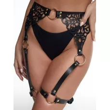 Резные гартеры с золотистой фурнитурой черный с золотистым 