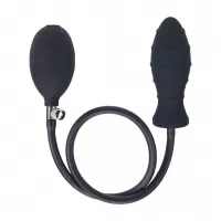 Черная анальная втулка с функцией расширения Ribbed Inflatable Silicone Anal Plug черный 