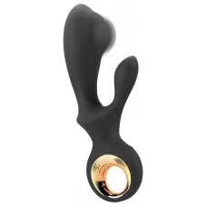 Черный вибратор-кролик с функцией расширения Inflatable Rabbit Vibrator - 18,3 см черный 