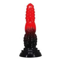 Силиконовый фантазийный фаллоимитатор Fire Dragon - 24,5 см красный с черным 