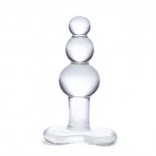 Прозрачная анальная пробка-елочка с 3 шариками Butt Plug with Tapere Base - 11 см прозрачный 