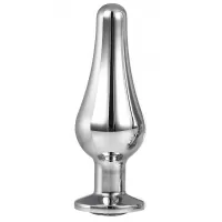 Серебристая анальная пробка с кристаллом Silver Pleasure Plug S - 9 см серебристый 