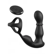 Черный вибростимулятор простаты с кольцом Ass-gasm Slide   Glide черный 