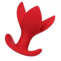 Красная силиконовая расширяющая анальная пробка Flower - 9 см красный 
