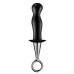 Чёрный анальный плаг PLUG WITH PLATED HANDLE черный с серебристым 