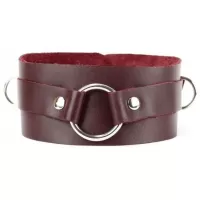 Бордовый широкий ошейник с кольцом Maroon Collar бордовый 
