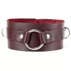 Бордовый широкий ошейник с кольцом Maroon Collar бордовый 