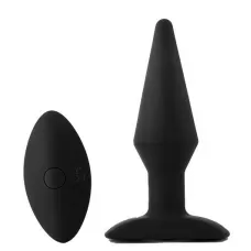 Черный анальный вибромассажер WIRELESS REMOTE PLUG - 13 см черный 