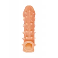 Телесная закрытая насадка с пупырышками Cock Sleeve 005 Size S - 13,8 см телесный 