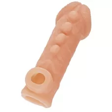 Телесная закрытая насадка с шишечками Cock Sleeve 008 Size S - 13,8 см телесный 
