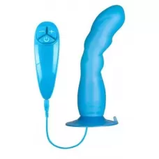 Голубой вибратор для G-точки BUNNY ICY - 18 см голубой 