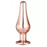 Золотистая анальная пробка с кристаллом Rose Gold Pleasure Plug S - 9 см золотистый 