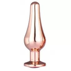 Золотистая анальная пробка с кристаллом Rose Gold Pleasure Plug S - 9 см золотистый 