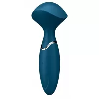 Синий вибромассажер Mini Wand-er - 16 см синий 