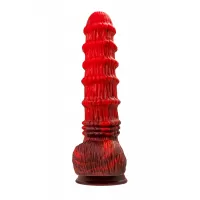 Силиконовый вибратор Monster Tops - 27 см красный с черным 