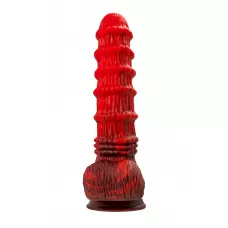 Силиконовый вибратор Monster Tops - 27 см красный с черным 