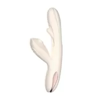 Хай-тек вибратор с таппингом и вакуумом Angela - 21,8 см кремовый 