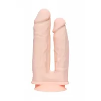 Телесный анально-вагинальный вибратор RealStick Silicone Jason M - 18 см телесный 