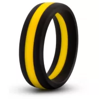 Черно-желтое силиконовое эрекционное кольцо Silicone Go Pro Cock Ring черный с желтым 