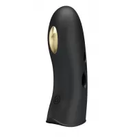 Черная вибронасадка на палец с электростимуляцией Marico черный 