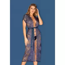 Роскошный кружевной пеньюар Flowlace синий L-XL