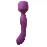 Фиолетовый двусторонний вибромассажер Heating Wand с нагревом - 22 см фиолетовый 