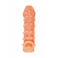 Телесная закрытая насадка с пупырышками Cock Sleeve 005 Size M - 15,6 см телесный 