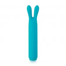 Голубой вибратор с ушками Rabbit Bullet Vibrator - 8,9 см голубой 