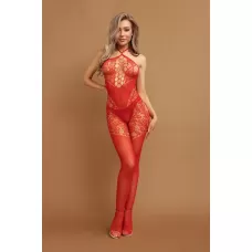 Красный боди-комбинезон с вырезом на груди красный S-M-L-XL-XXL