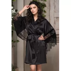 Роскошный пеньюар Afrodita с кружевом на рукавах черный L-XL