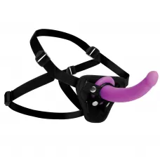 Лиловый поясной страпон Navigator Silicone G-Spot Dildo with Harness - 17,8 см лиловый 