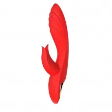 Красный вибратор-кролик 5’’ Silicone Kissing - 20,2 см красный 