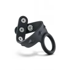 Черное эрекционное кольцо с подхватом мошонки на кнопках VS6 черный 