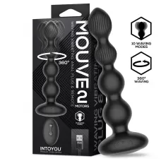 Черная анальная ёлочка с вибрацией, вращением и пультом ДУ черный Черная анальная ёлочка с вибрацией, вращением и пультом ДУ черный