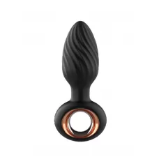 Черная анальная пробка с вибрацией, вращением и пультом ДУ черный Черная анальная пробка с вибрацией, вращением и пультом ДУ черный