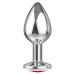 Большая серебристая анальная пробка Diamond Red Sparkle Large с красным кристаллом - 8 см красный 