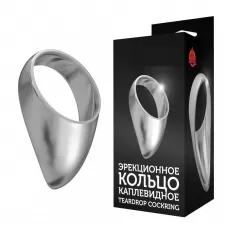 Большое каплевидное эрекционное кольцо TEARDROP COCKRING серебристый 