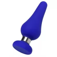 Синяя силиконовая анальная втулка с ограничителем - 13 см синий 