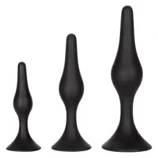 Набор черных силиконовых анальных пробок Silicone Anal Starter Kit черный 
