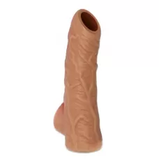 Телесная открытая насадка-реалистик с подхватом мошонки Nude Sleeve M - 12 см телесный 