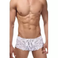 Белые мужские трусы-хипсы из кружевной ткани белый L-XL