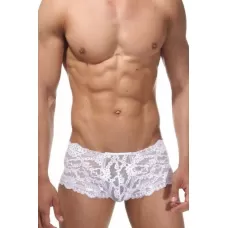 Белые мужские трусы-хипсы из кружевной ткани белый L-XL