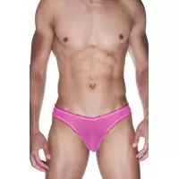 Мужские ярко-розовые трусы-бразилиана с рюшевой отделкой ярко-розовый L-XL